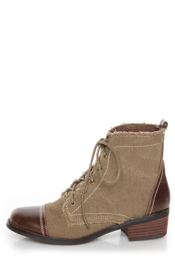 Sbicca Allman Brown Two-Tone Lace-Up Ankle Boots