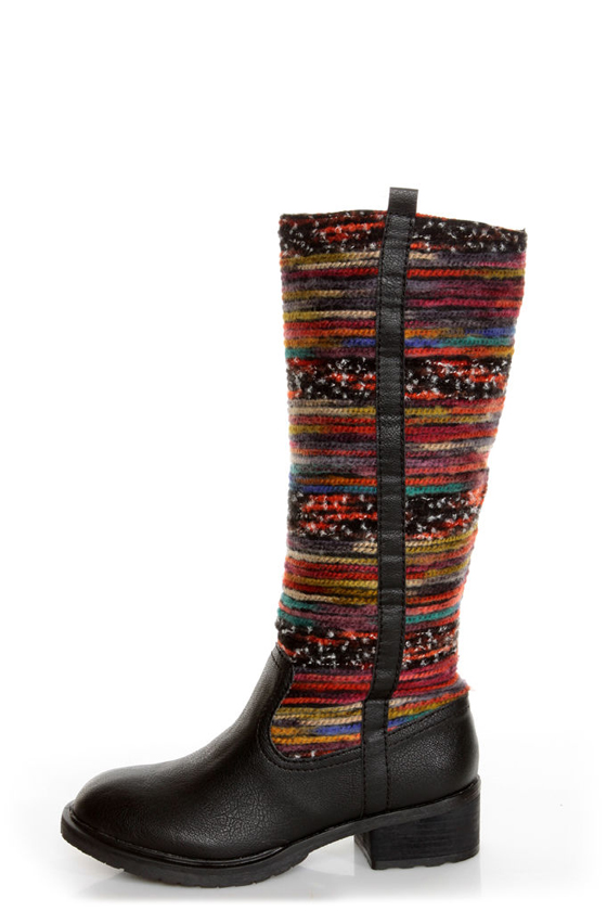 Sbicca El Dorado Black Multi Striped Riding Boots
