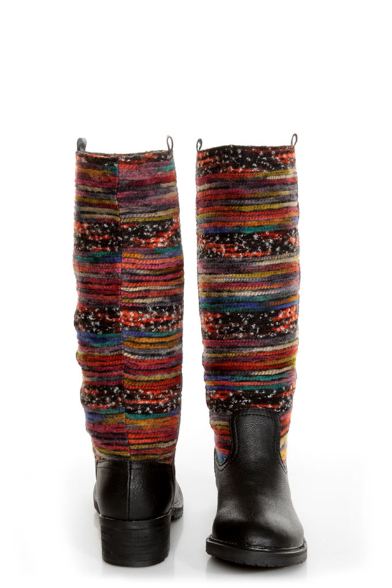 Sbicca El Dorado Black Multi Striped Riding Boots