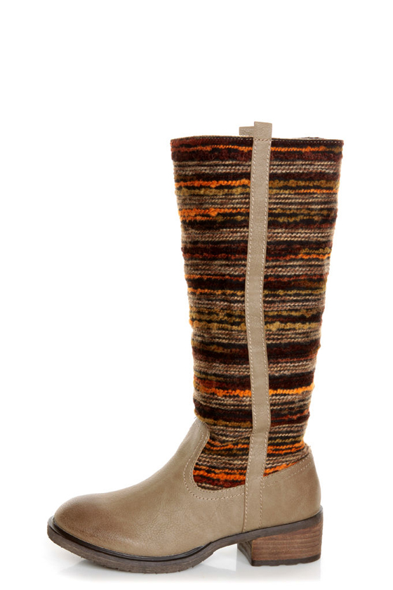 Sbicca El Dorado Taupe Multi Striped Riding Boots