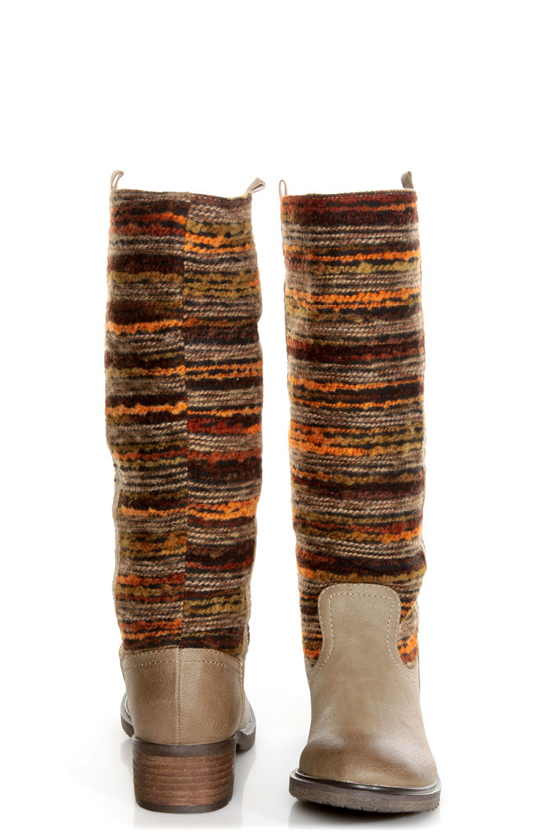 Sbicca El Dorado Taupe Multi Striped Riding Boots