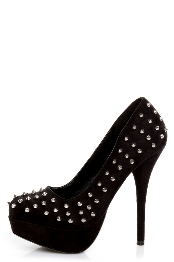 Speed Limit 98 Shark Black Spiked Platform Pumps