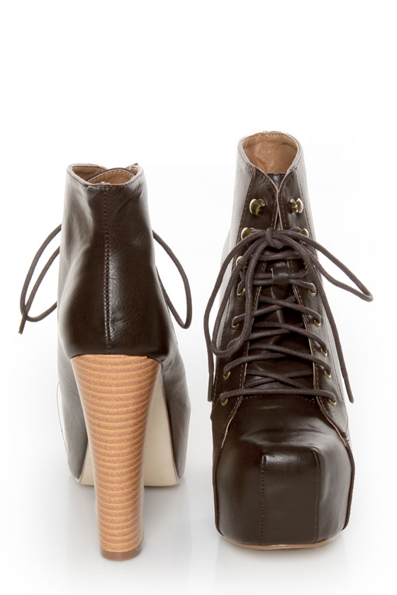 Shoe Republic LA Lace Up Lug Sole Chunky Platform Ankle Boots