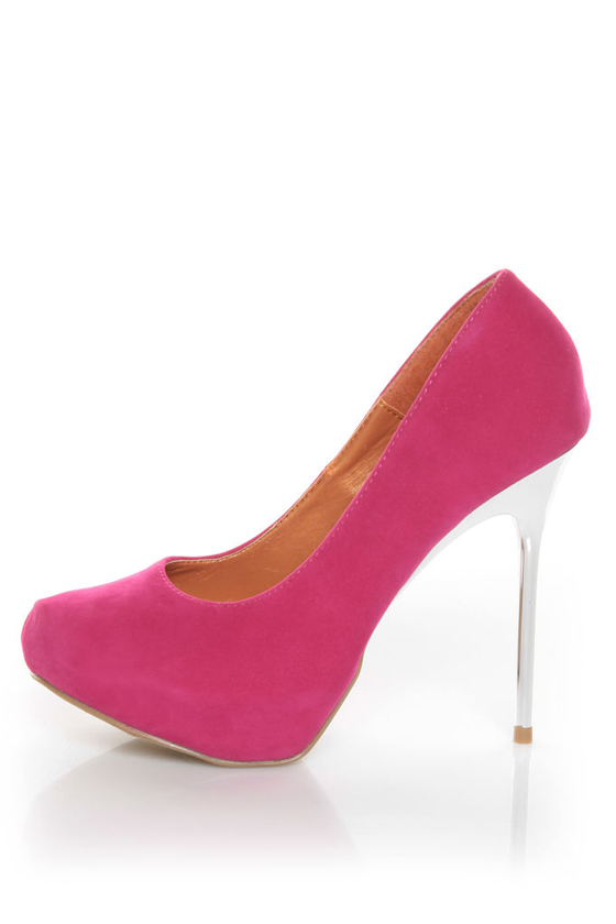 Shoe Republic LA Melody Fuchsia Silver Stiletto Pumps