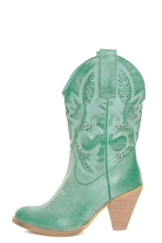 Very Volatile Denver Aqua Blue Embroidered Cowboy Boots