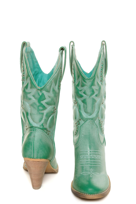 Very Volatile Denver Aqua Blue Embroidered Cowboy Boots