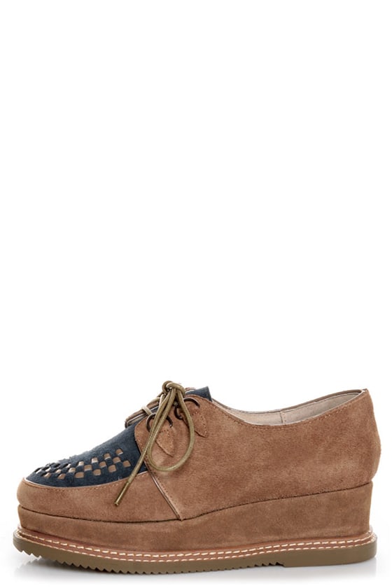 Very Volatile Detour Taupe Suede Lace-Up Creeper Platforms
