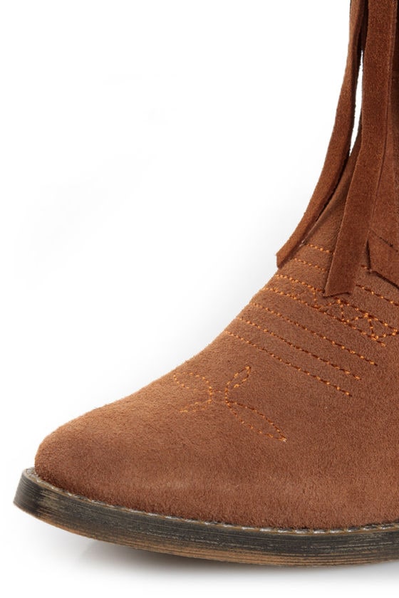 Very Volatile Hillside Tan Fringe Leather Cowboy Boots - $121.00