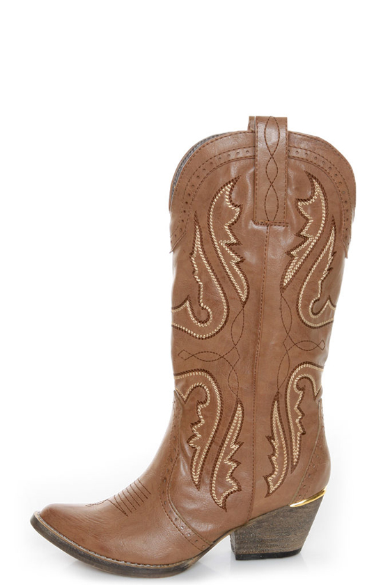 Raspy Taupe Embroidered Cowboy Boots