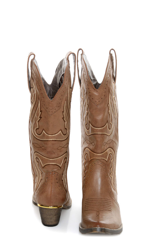 Raspy Taupe Embroidered Cowboy Boots