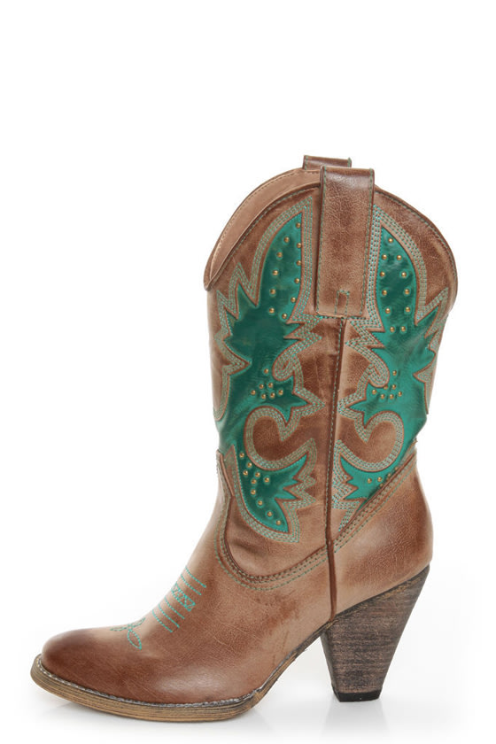 Very Volatile Rio Grande Tan & Teal Embroidered Cowboy Boots