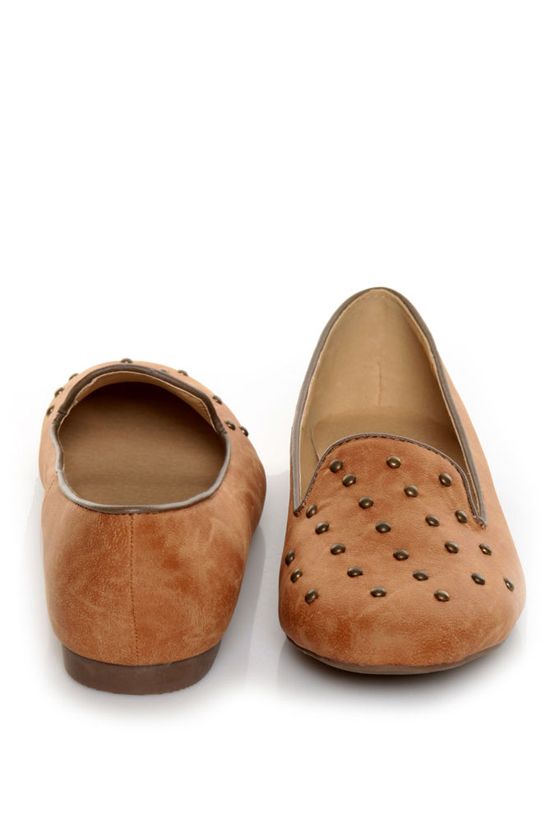Wanted Explode Camel Studded Smoking Slipper Flats