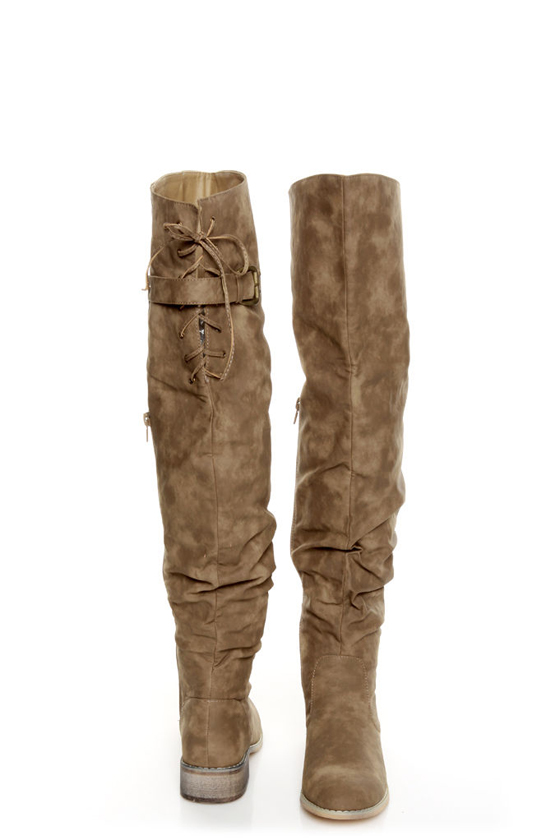 Diva Lounge Kiora 01 Taupe Slouchy Over-The-Knee Boots