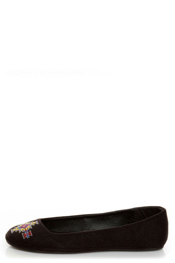 Diva Lounge Sweety 122 Black Southwest Embroidered Ballet Flats