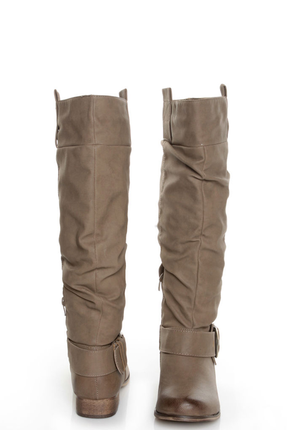 Yoki Axxle Beige Slouchy Riding Boots