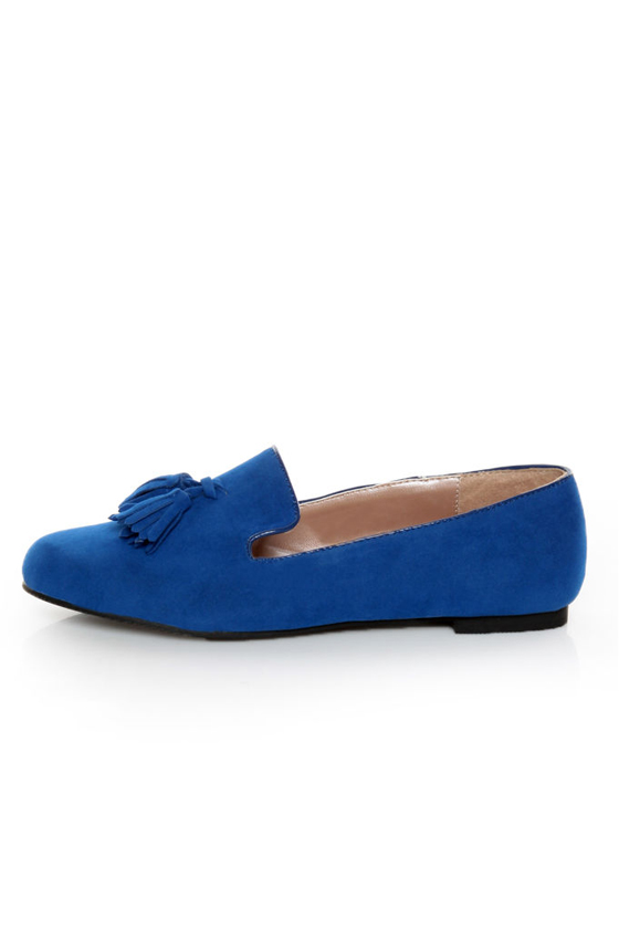 Yoki Frida Blue Tassel Smoking Slipper Flats