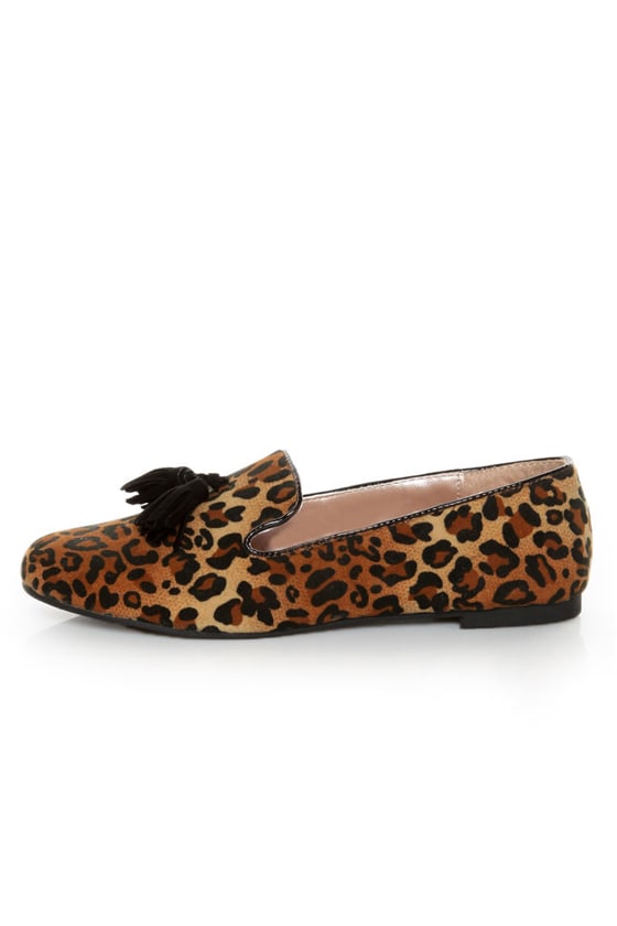 leopard print smoking flats