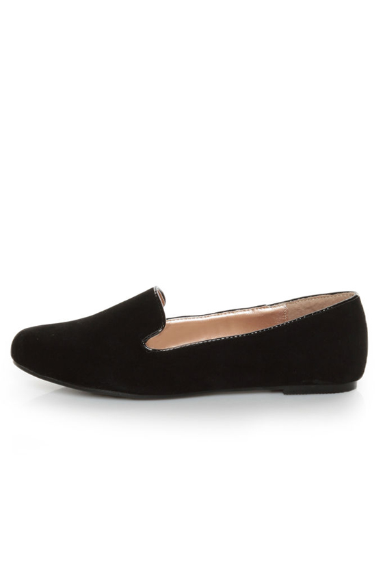 Yoki Gator 4 Black Suede Smoking Slipper Flats