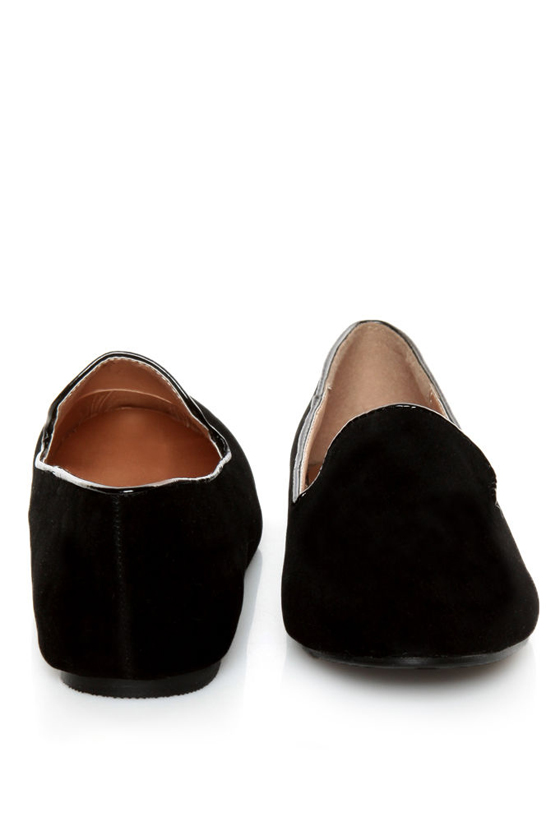 Yoki Gator 4 Black Suede Smoking Slipper Flats