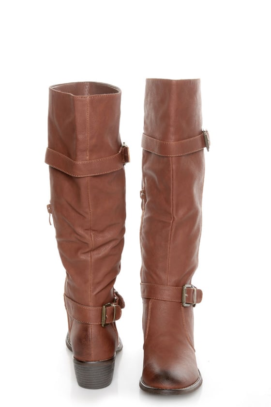 rust colored knee high boots