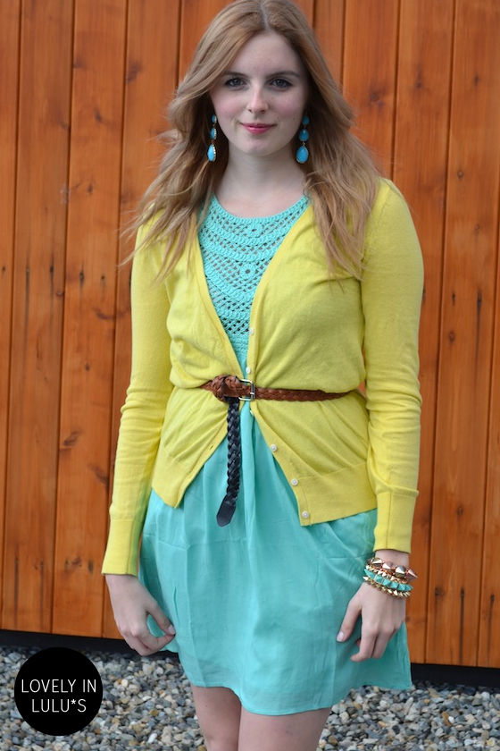 Cute Mint Green Dress Crochet Dress 50.00