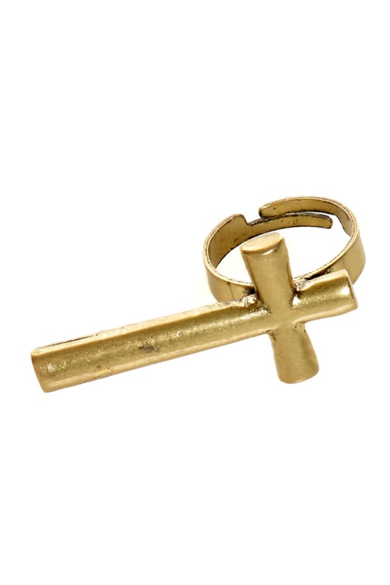 Cool Cross Ring - Gold Ring - $10.00 - Lulus