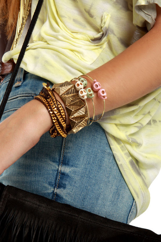 Dead End Gold Skull Bracelet