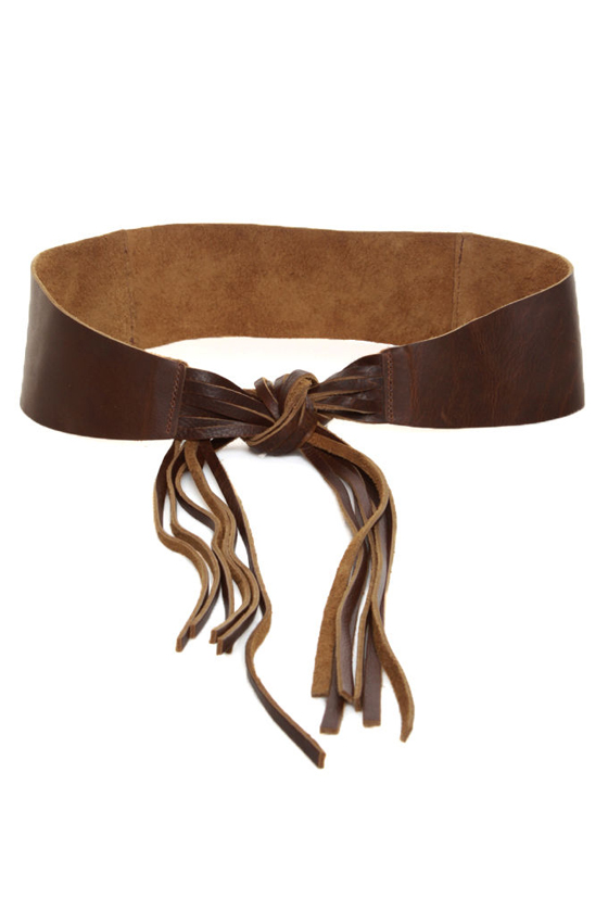 Waist Land Brown Fringe Leather Belt