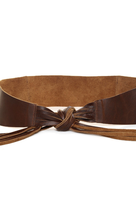 Waist Land Brown Fringe Leather Belt