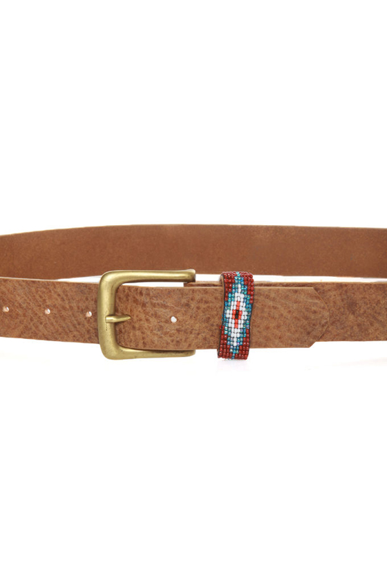 Generations Beaded Brown Leather Belt