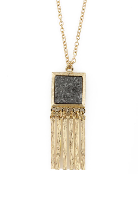 Gold & Splendor Black Crystal Necklace