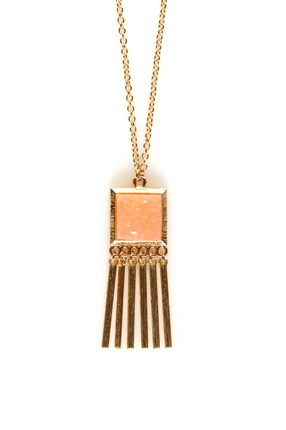 Gold & Splendor Peach Crystal Necklace