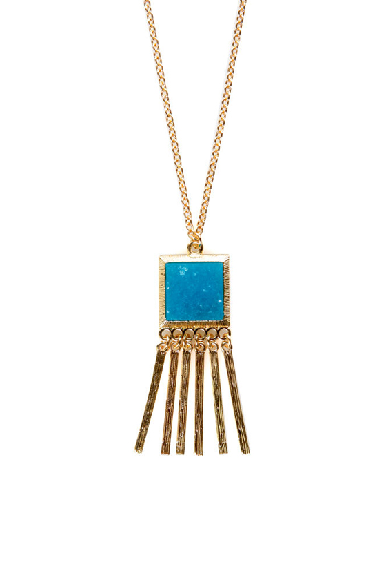 Gold & Splendor Blue Crystal Necklace