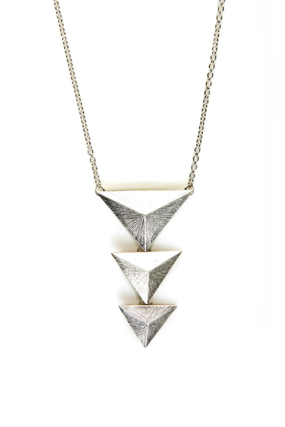 Pyramid Pressure Silver Triangle Necklace