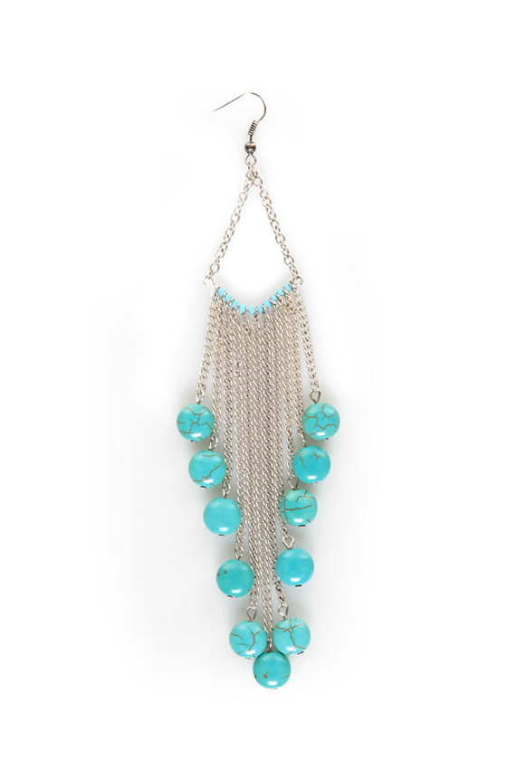 Secret Waterfall Silver and Turquoise Dangle Earrings