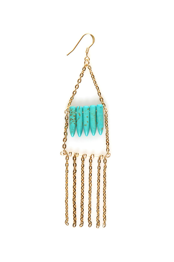 Tip Off Turquoise and Gold Earrings