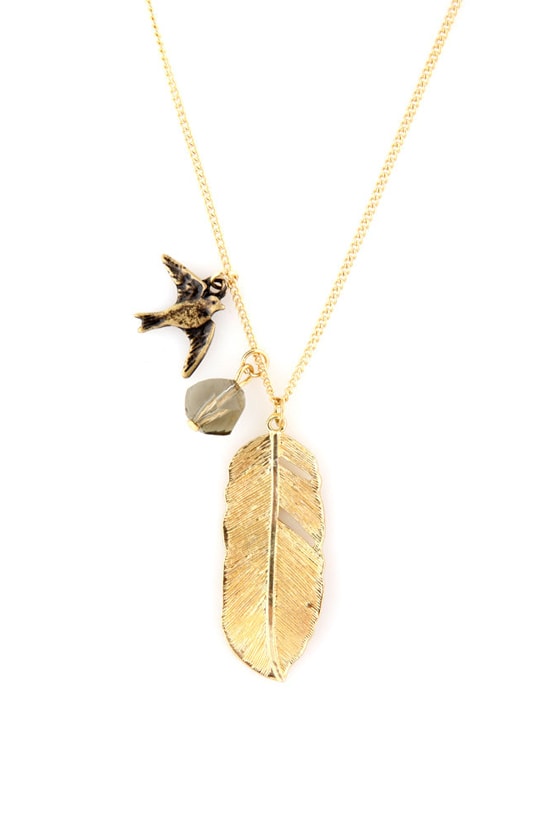 Lift Off Gold Feather Necklace