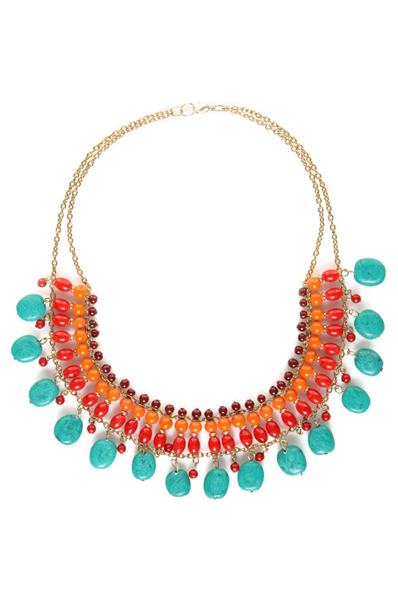 Ring of Fire Beaded Necklace