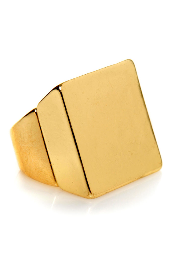 Square-y Stories Gold Square Ring