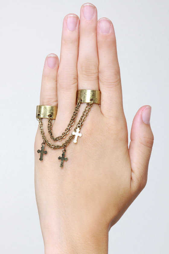 Joint Cuff-stody Gold Ring Set