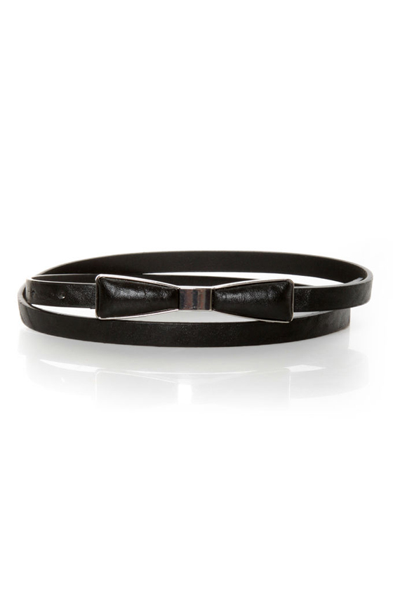 Decoration of Independence Skinny Black Bow Belt