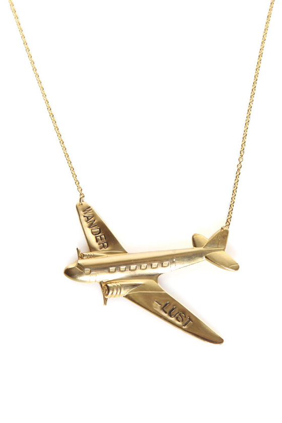 I Adorn U Wanderlust Gold Plane Necklace