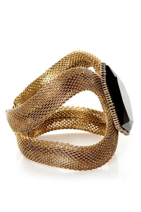 The Sorceress's Stone Gold Cuff Bracelet