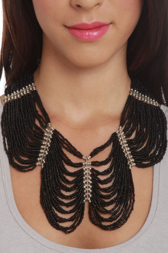 Regalia Black Beaded Necklace