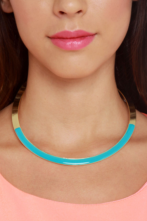 Infinity Pool Gold and Turquoise Collar Necklace