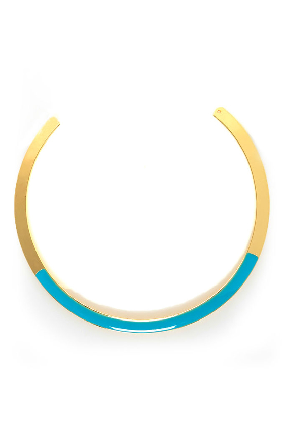 Infinity Pool Gold and Turquoise Collar Necklace