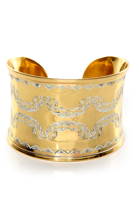 Obey Versailles Engraved Brass Cuff