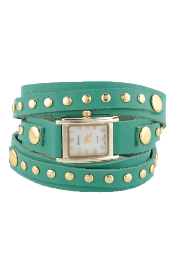 Times Square Wraparound Teal Leather Watch