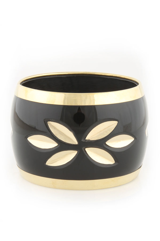 In a Flash Black and Gold Cuff