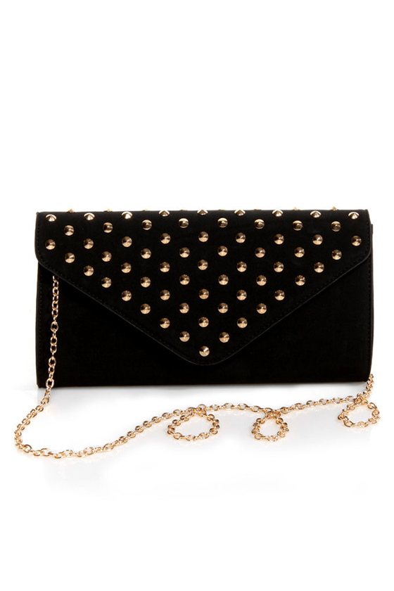 Under-Stud-y Studded Black Clutch